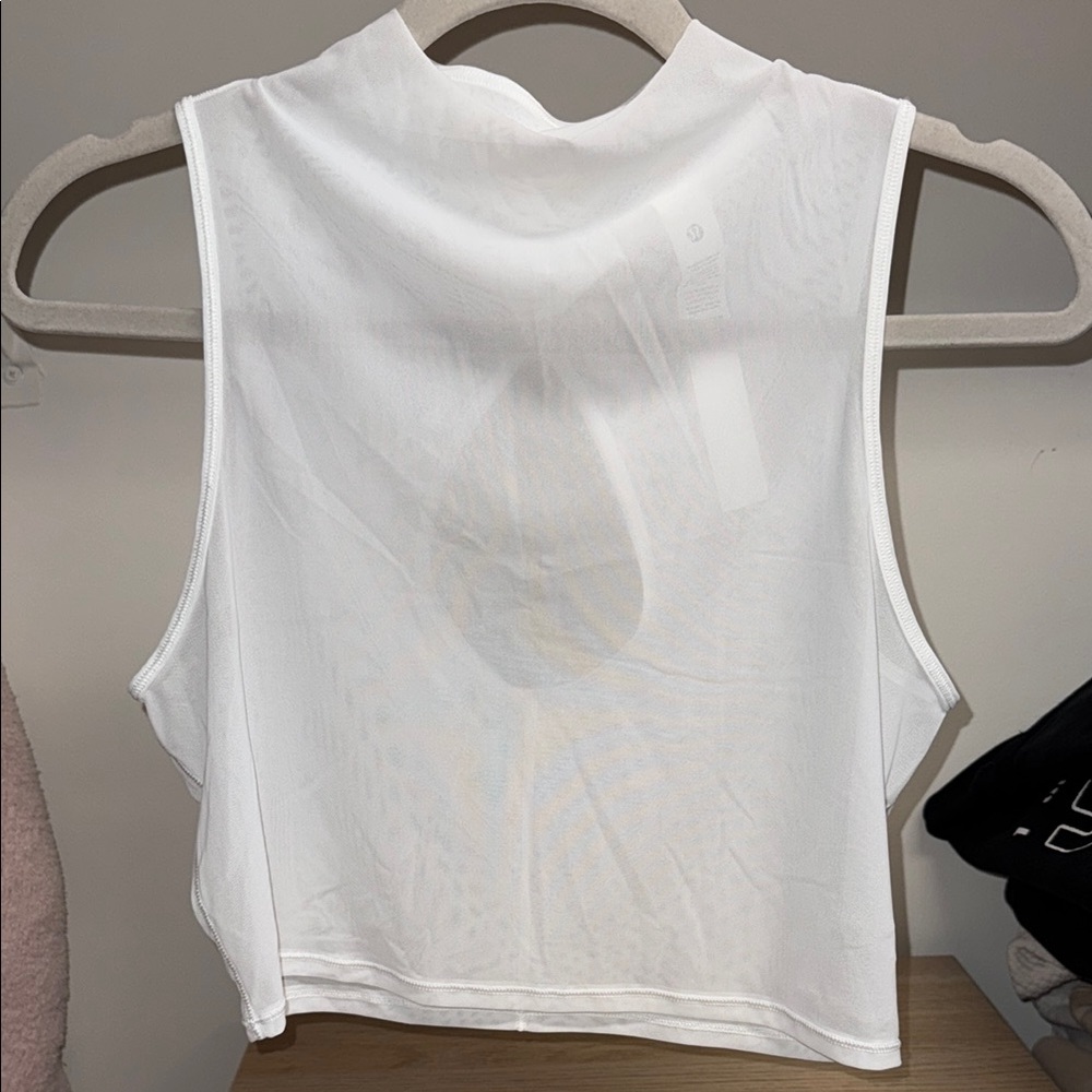 Women's White Sleeveless Mock Neck Tank Top